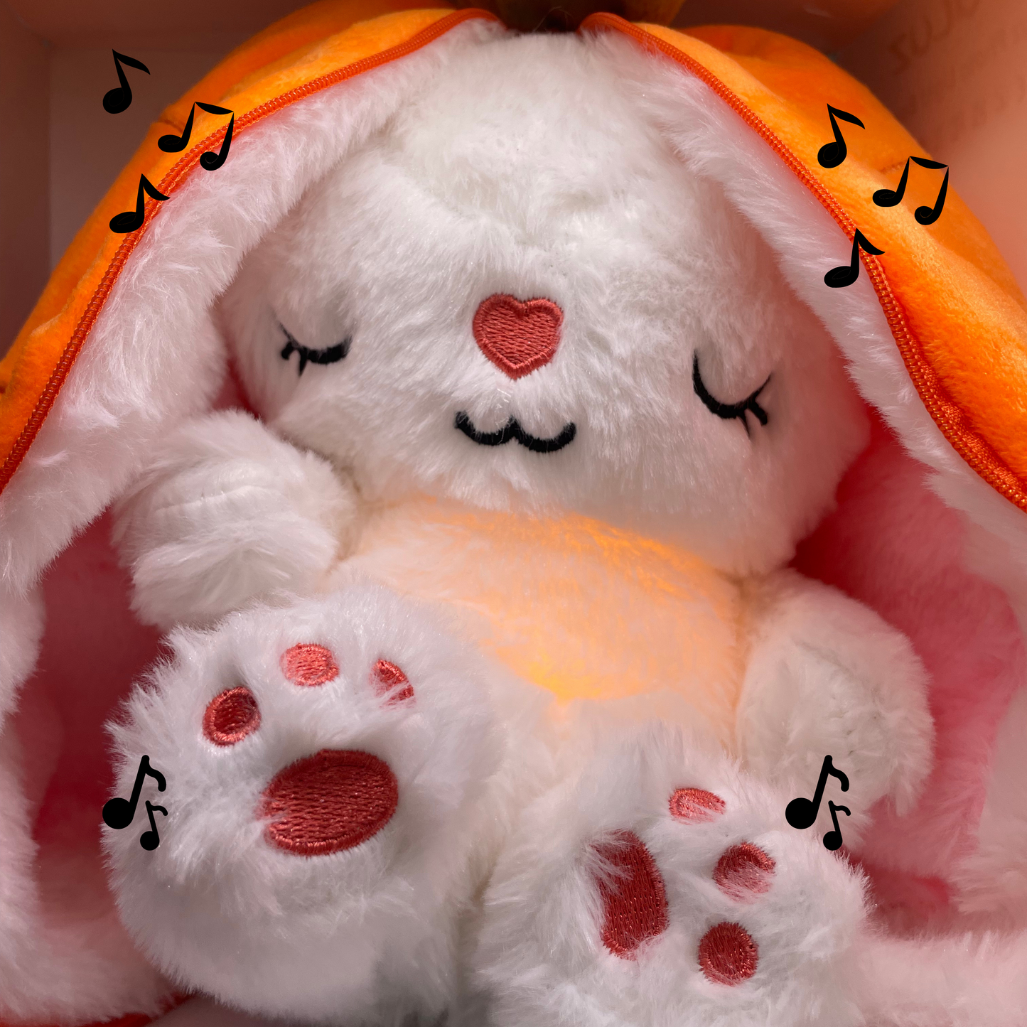 Stuffed Bunnie toy that breathes to sleep, anti-stress.