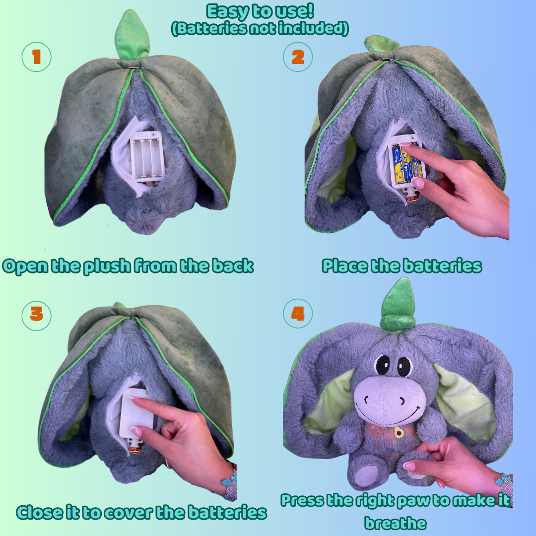 Stuffed Donkey toy that breathes to sleep, anti-stress.