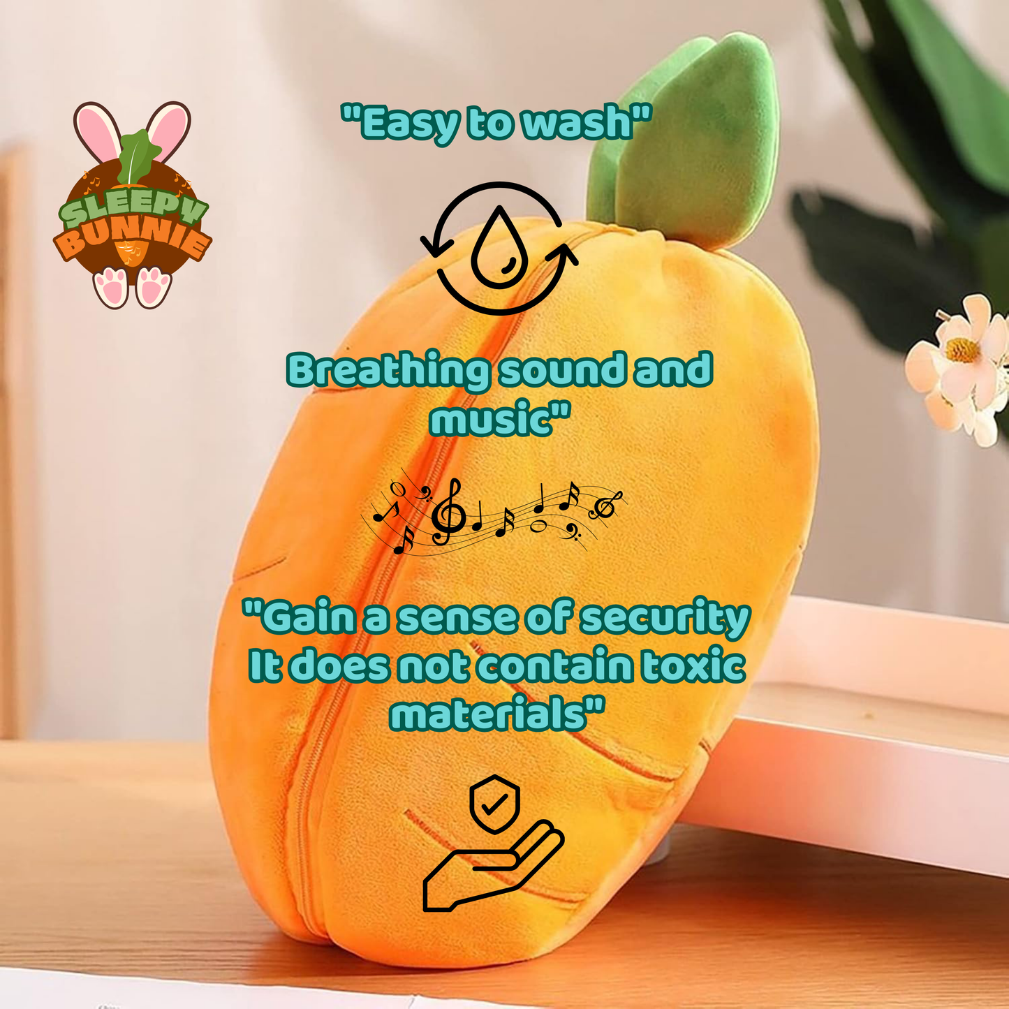 Stuffed Bunnie toy that breathes to sleep, anti-stress.