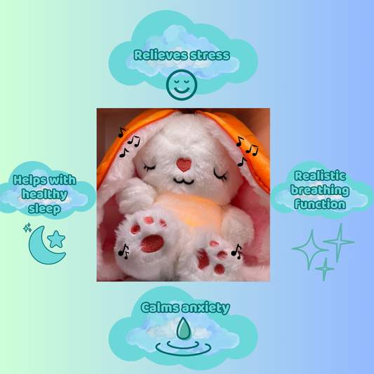 Stuffed Bunnie toy that breathes to sleep, anti-stress.